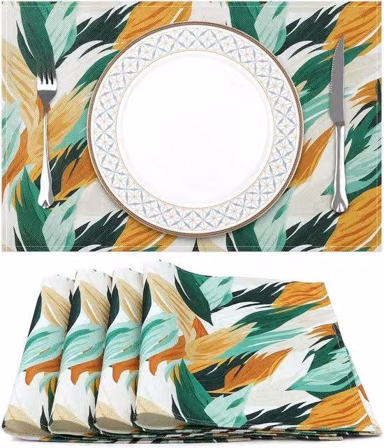 Set di tovagliette astratte, 4 pezzi, resistenti al calore, lavabili, sottopiatti per cucina e sala da pranzo, decorazioni per le vacanze, 33 x 48 cm