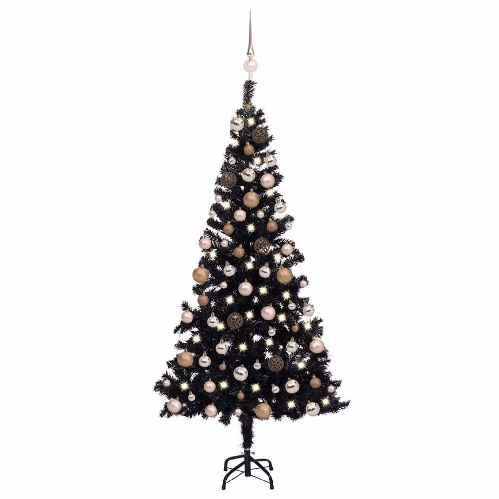 Maison Exclusive - Albero di Natale artificiale con luci e palline, nero, 120 cm
