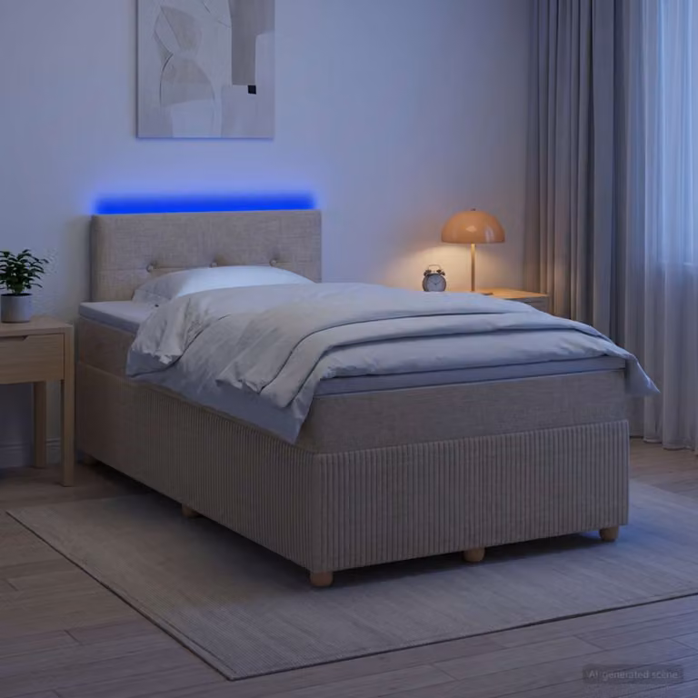 Letto box spring ibrido vidaXL con materasso a molle insacchettate e base contenitore, colore beige e bianco, L/P/H: 120 x 200 x 100,5 cm