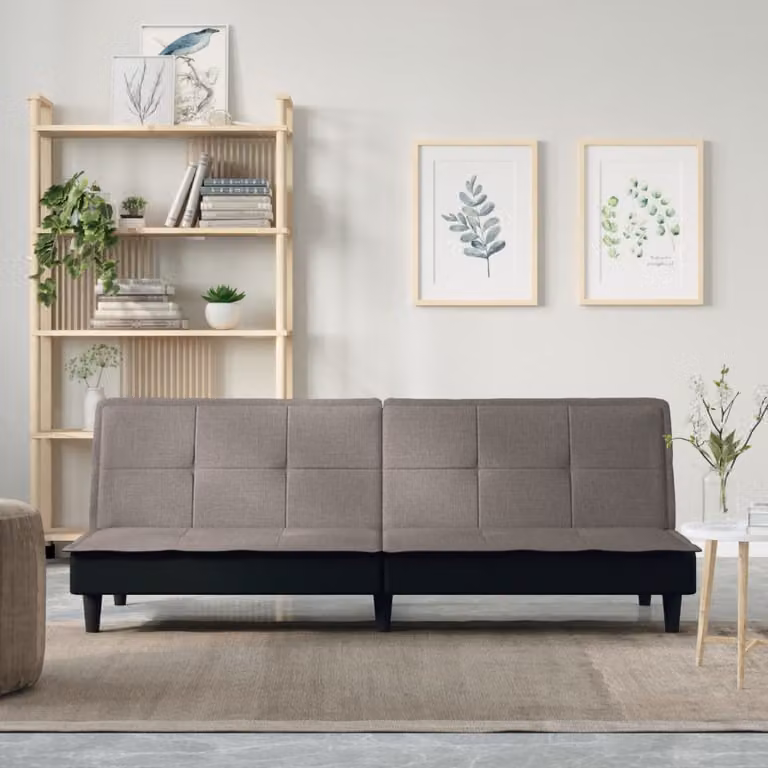 Divano Letto Click Clack vidaXL Moderno in Tessuto con Poggiatesta Regolabile, Grigio/Beige, L/P/H: 200 x 140 x 89 cm
