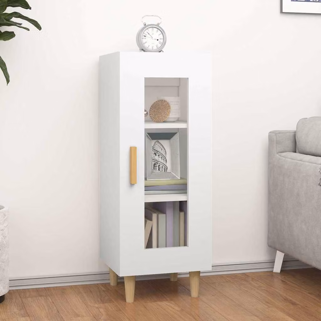 Credenza bianca moderna vidaXL in legno e vetro da appendere al muro L/P/H: 34,5 x 34 x 90 cm
