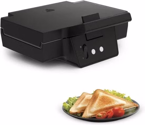 Apparecchio per panini - Temperatura regolabile - Clip di blocco - Ferro per panini - Griglia a contatto ripiegabile - Piccolo apparecchio per panini per 2 porzioni - Griglia per panini - Superficie antiscorrosa - Grill per toast e panini - Sandwich maker