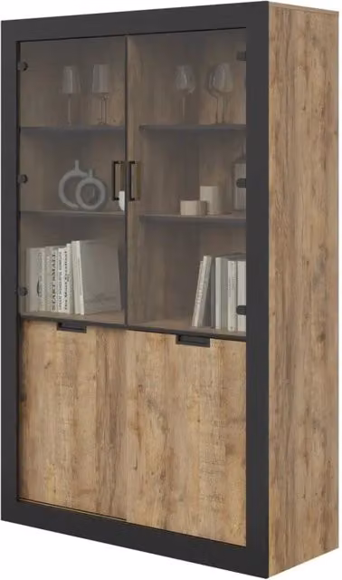 Vetrina design collezione MEUNIER colori Quercia samdal e nero opaco – 4 porte