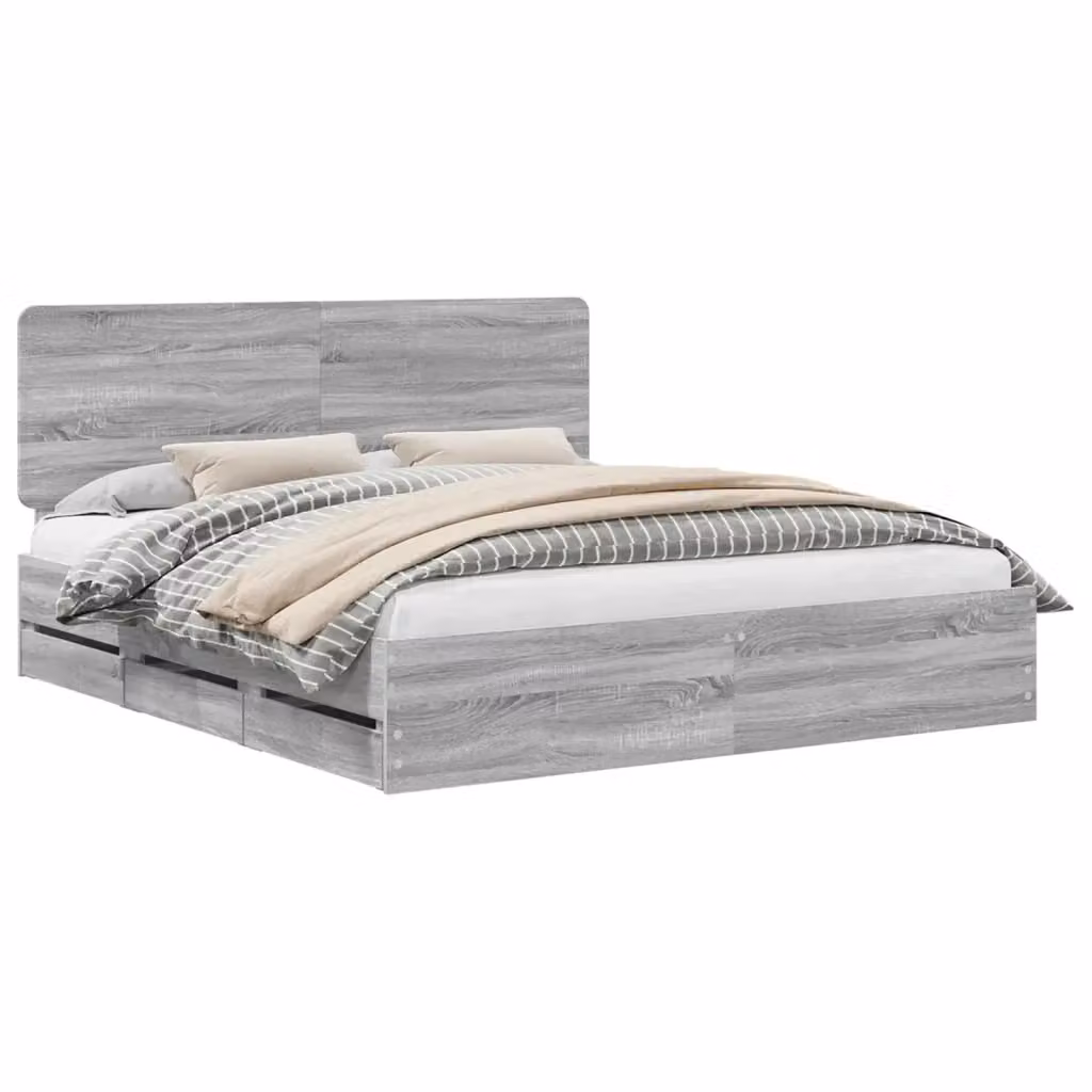 Struttura letto con cassetto vidaXL in legno Grigio 200 x 200 cm – 2