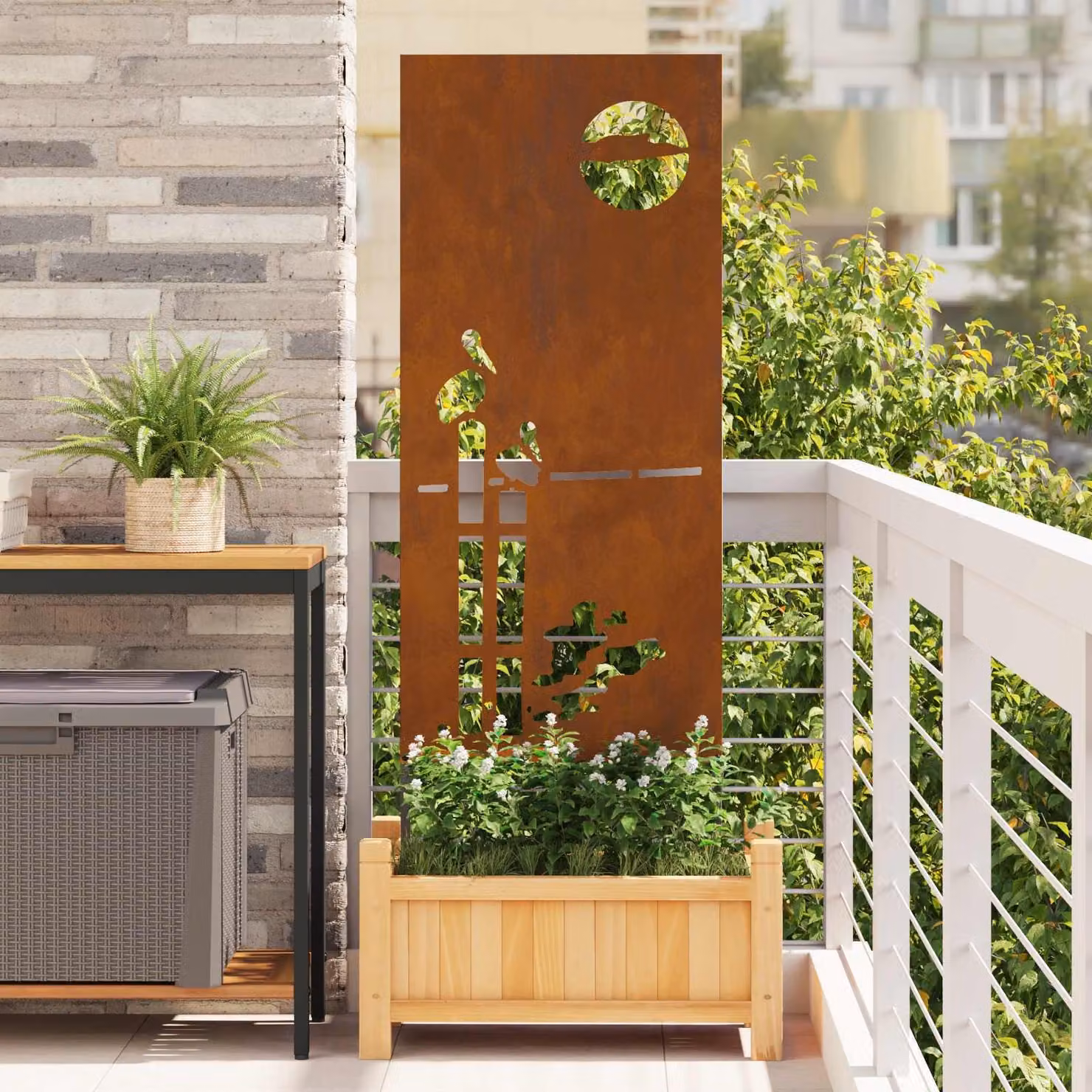 Paravent da giardino vidaXL in acciaio color marrone, L: 50 cm, H: 140 cm