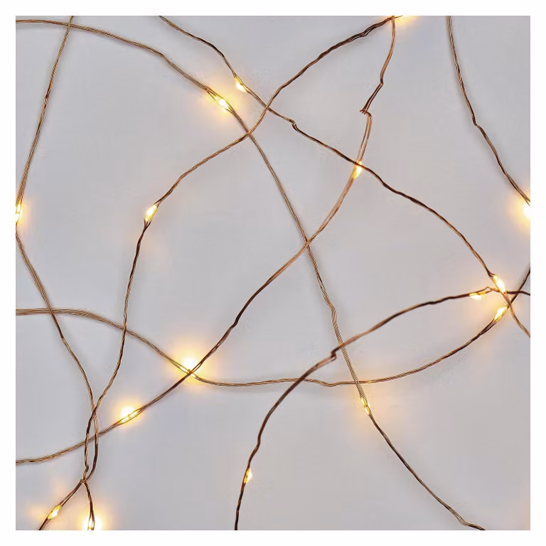 Catena luminosa a LED, luce calda, 10 metri, 100 LED, grado di protezione IP44, con timer