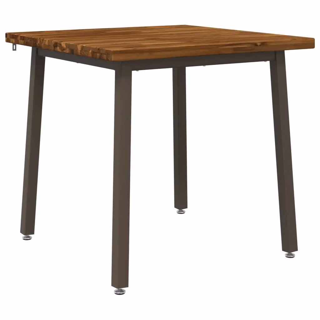 Tavolo da pranzo quadrato in legno di acacia massello e metallo vidaXL, colore marrone, L 80 x P 80 x H 75 cm – 2