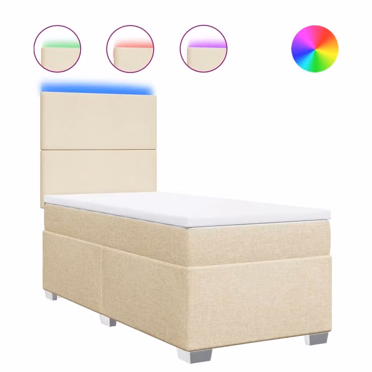 Giroletto a Molle con Materasso Crema 90x200 cm inTessuto