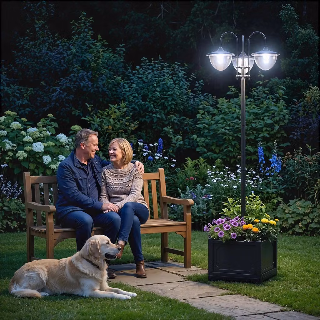 Lampada Solare da Giardino LED Minimal Nero L/P/H: 60 x 55 x 189 cm – 2