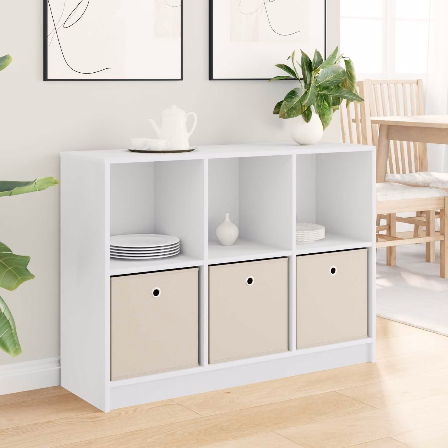 Credenza minimalista vidaXL in MDF bianco L/P/H: 102 x 32 x 73,5 cm