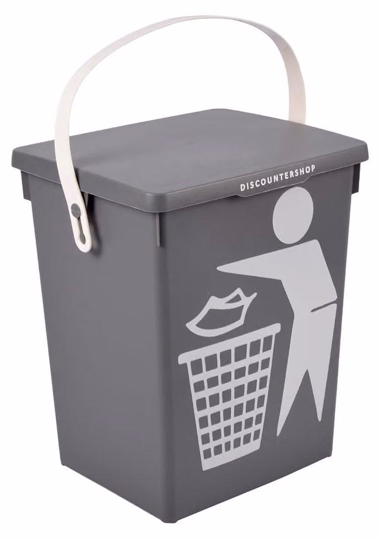 Contenitore per rifiuti in plastica, capacità 4,5 litri, con coperchio e maniglia, ideale per piccole cucine