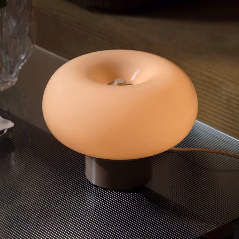 Nordlux Lampada da tavolo Malti, Crema / Ambra, Soggiorno / Sala da pranzo, Vetro, Lampada da tavolo