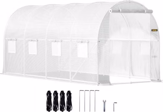 Casa con tetto curvo, 4,6 x 2,1 x 2,1 m, casa a telaio freddo, telaio in acciaio zincato e copertura in PE, casa per verdure, impermeabile e resistente ai raggi UV, ideale per il coltivazione di ortaggi e fiori