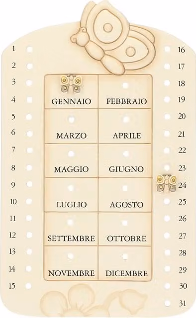 Calendario perpetuo da parete in ceramica Elegance Thun colore beige