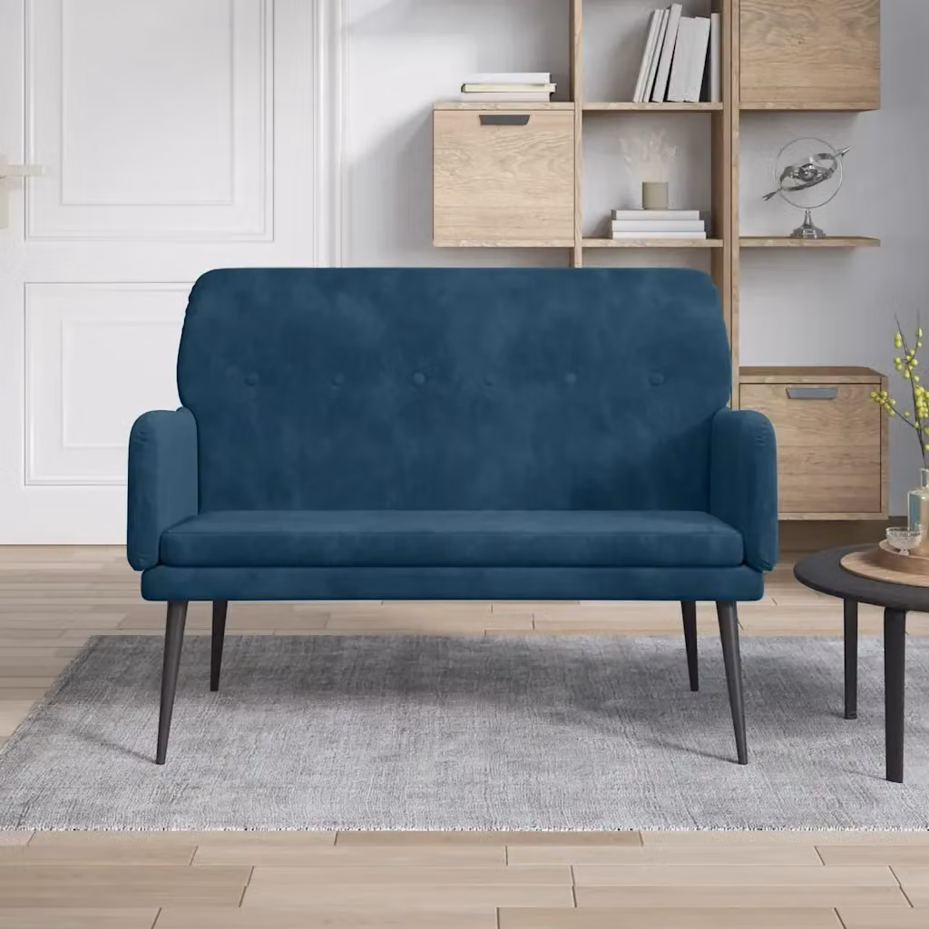 Panca in velluto blu DESIGN IN con struttura in metallo L: 108 cm, P: 40 cm, H: 79 cm – 2