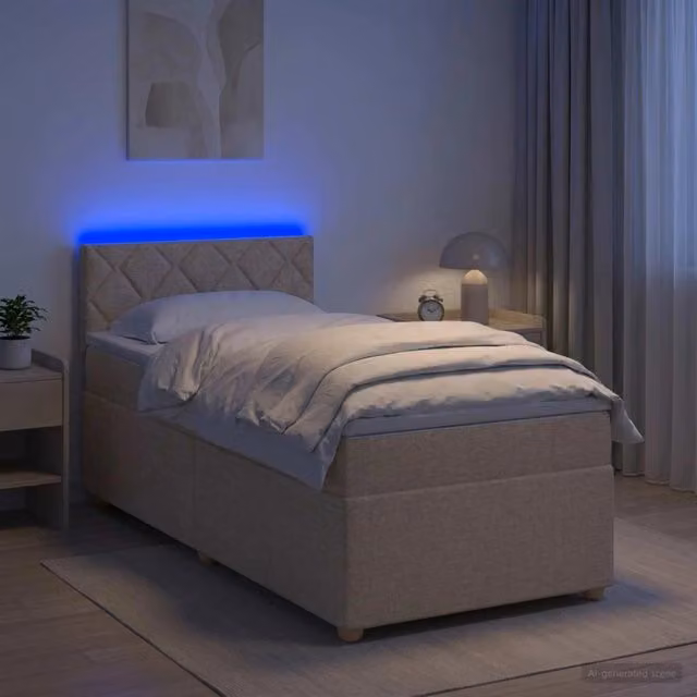 Letto box spring con materasso Crema 90 x 190 cm Tessuto 3452322