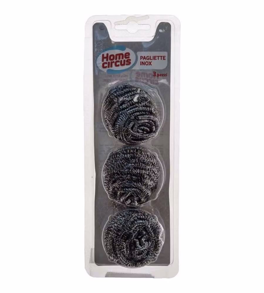 Pagliette in Acciaio Inox Set 3 Pezzi - Spugne Abrasive per Pentole e Superfici