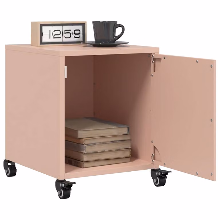 Set di 2 comodini vidaXL in metallo rosa, design moderno, L 36 cm x P 39 cm x H 43,5 cm