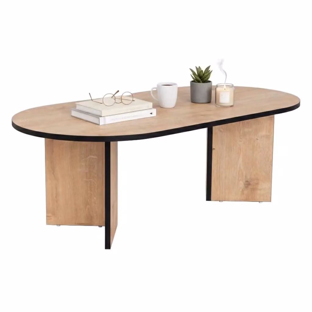 Tavolino da salotto rettangolare DMORA in legno color quercia e nero, L: 119 cm, P: 60 cm, H: 40 cm – 2