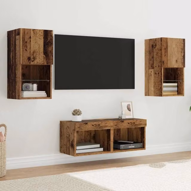 Mobiletti TV da Parete 4 pz-Set di 4 Credenza per TV sospesa Legno vecchio 30,5 x 30 x 60 cm