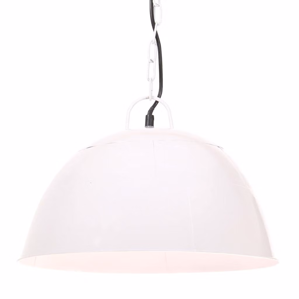 The Living Store Lampada a sospensione in stile industriale vintage 25 W bianca rotonda 41 cm E27