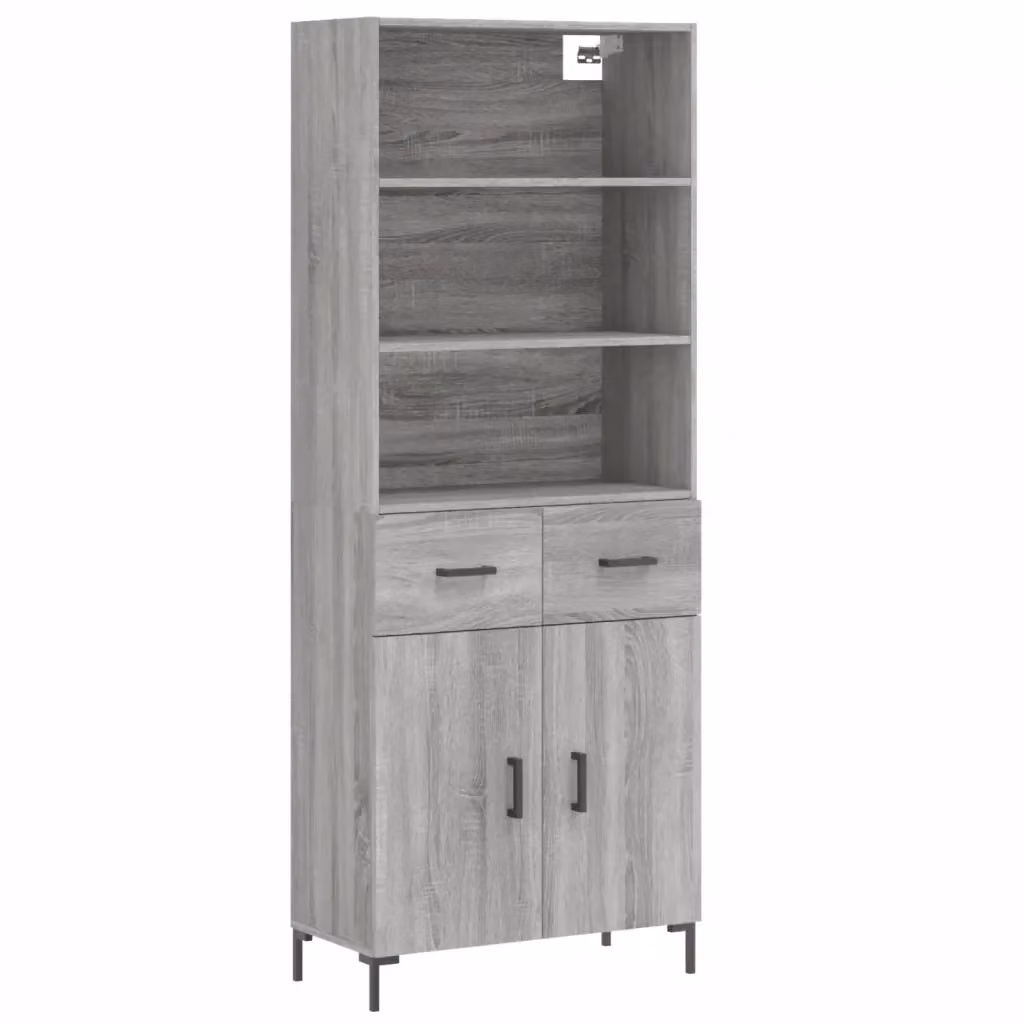 Credenza Buffet Armadio da Cucina Design Mania Grigio Sonoma L: 69,5 cm, P: 34 cm, H: 180 cm – 2