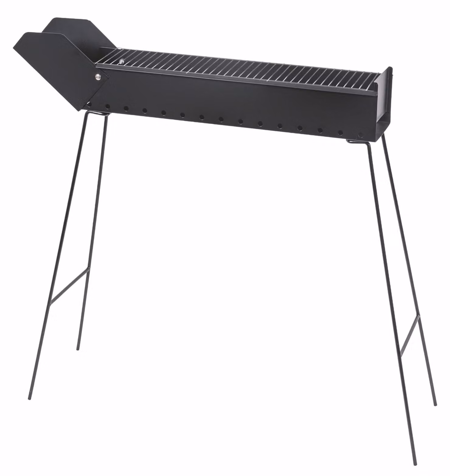 Griglia pieghevole a carbonella - Griglia cromata - 56 x 14 cm - Nero - Per spiedini e verdure