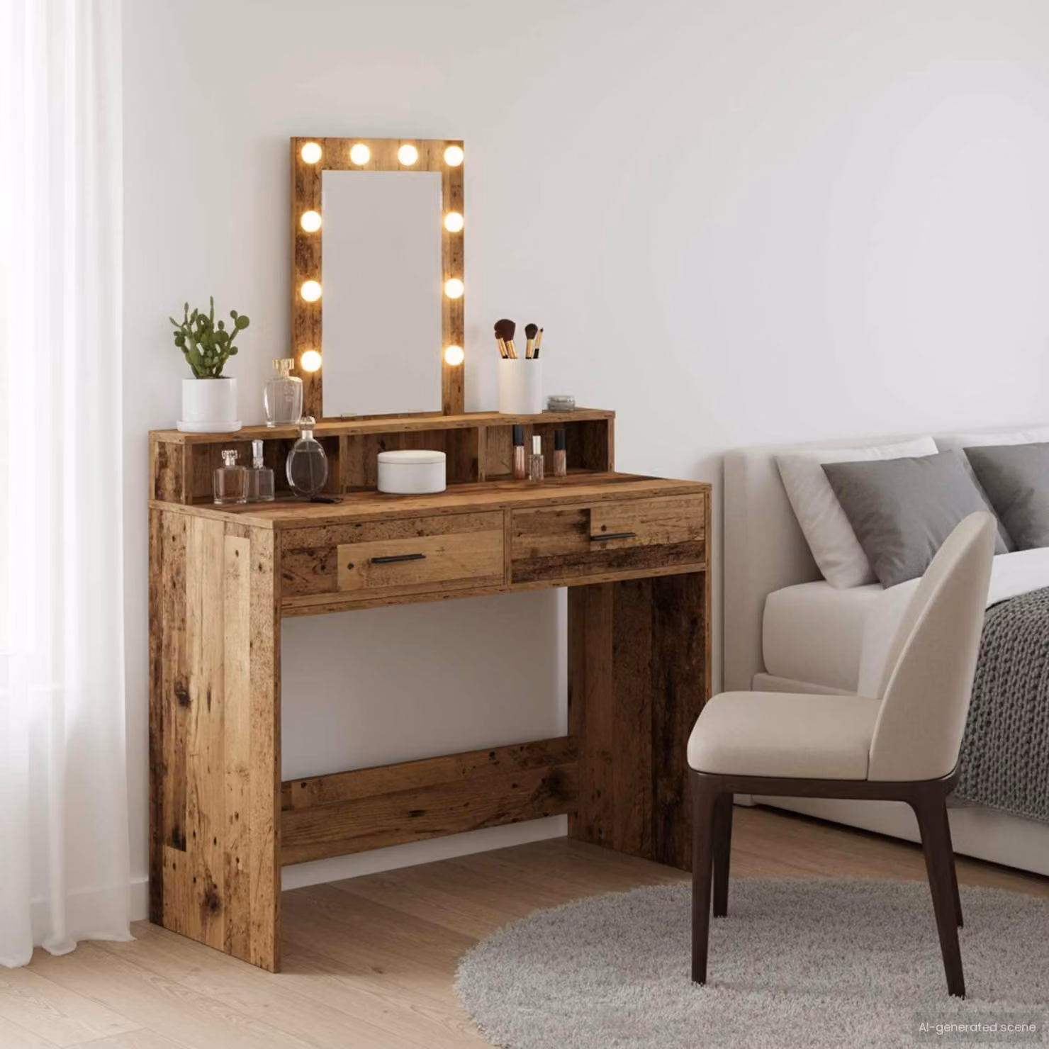 vidaXL Tavolo da Trucco Moderno in Legno Marrone L: 100 cm, P: 41 cm, H: 140 cm