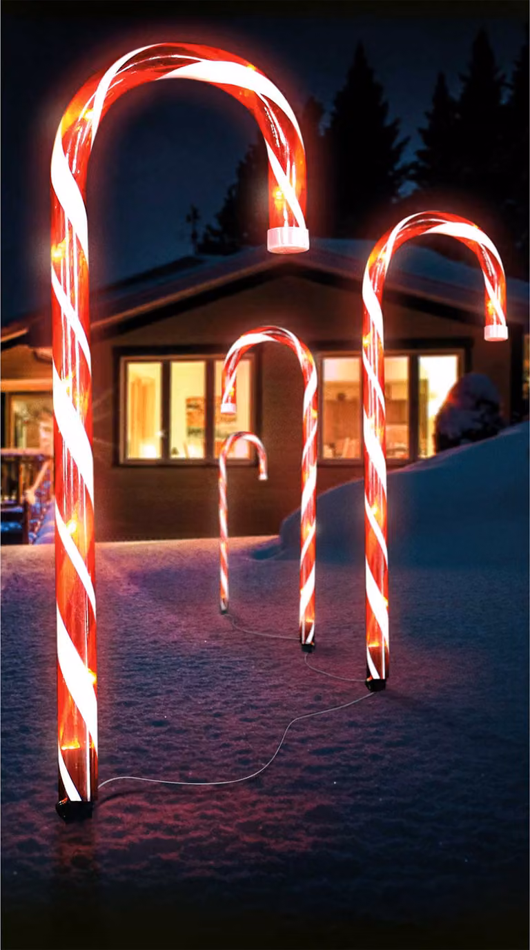 set di 4 bastoncini luminosi da giardino a LED bastoncino di zucchero