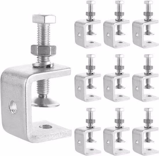 Allecto Plus - 10 morsetti a C in acciaio inossidabile per lavorazione del legno e riparazioni automobilistiche. Morsetti robusti, portata da 0 a 25 mm.