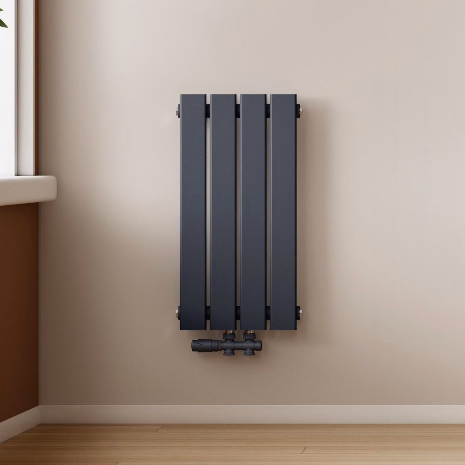 Radiatore a pannello design, modello EMKE, piatto, dimensioni 60 x 30,4 cm, a singolo strato, potenza 210 W, colore antracite