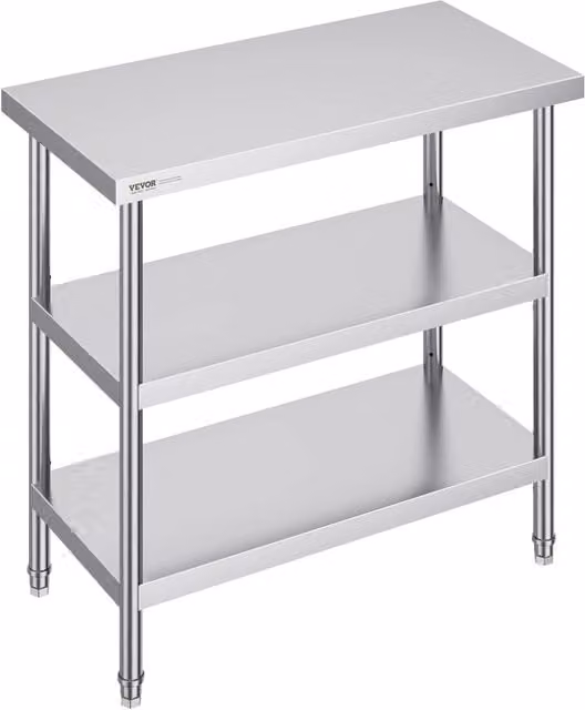 Tavolo da lavoro SCGZT910*455T in acciaio inossidabile 457 x 914 x 864 mm con 2 ripiani regolabili per cucina garage fai da te