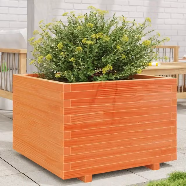 Fioriera da giardino Videx in legno massello di pino, colore marrone, L 70 cm x P 70 cm x H 49,5 cm