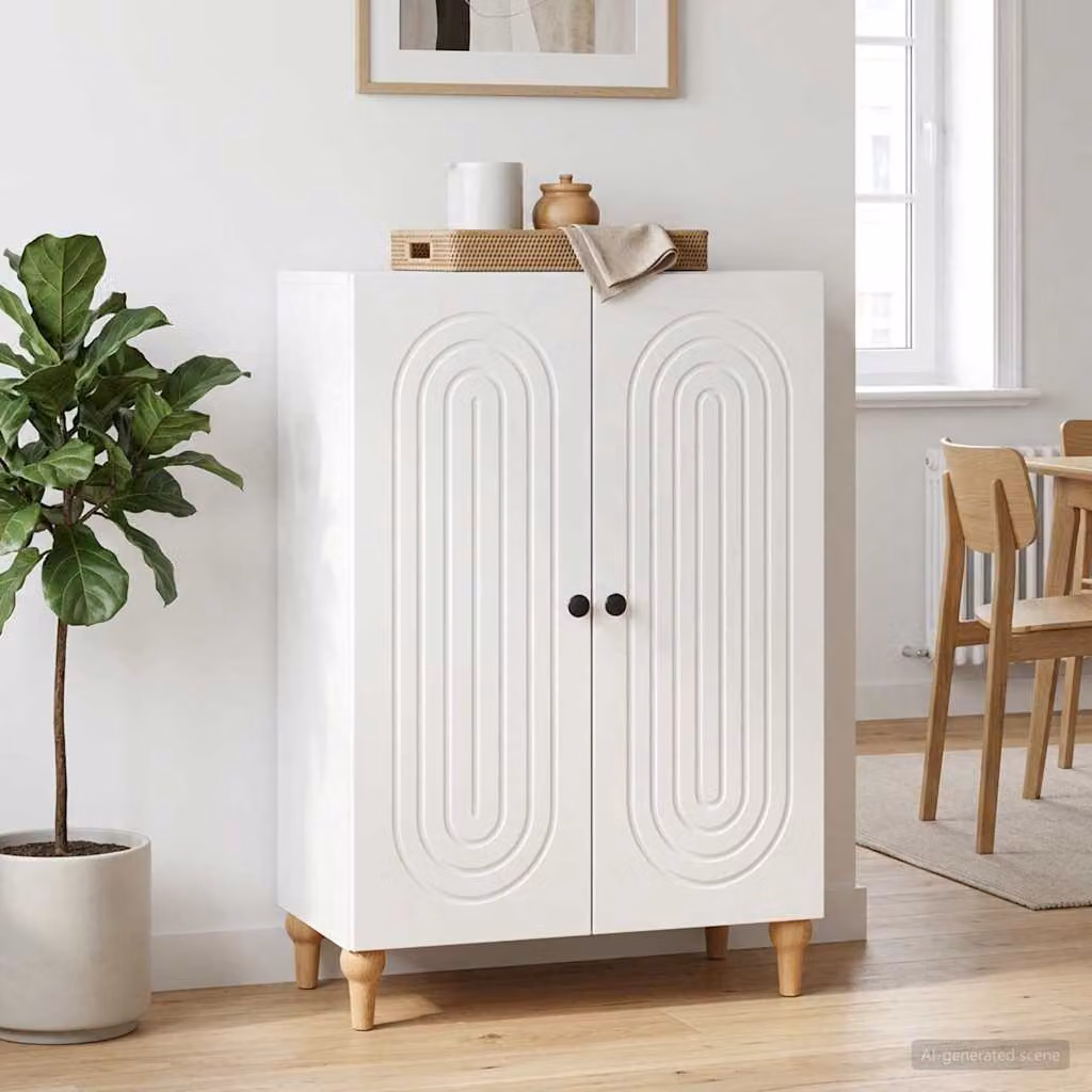 Credenza moderna vidaXL in legno ingegnerizzato bianco lucido L: 66 cm, P: 34,5 cm, H: 90 cm
