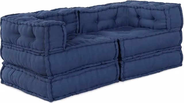 Unità di Divano Modulare L-Shape vidaXL in Tessuto Blu, 2 Pezzi, L/P/H: 140 x 70 x 56 cm