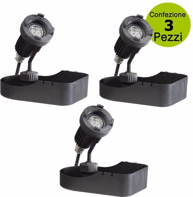 Multipack da 3 pz faretto halley per laghetto a led sommergibile illuminazione fontane e giardini