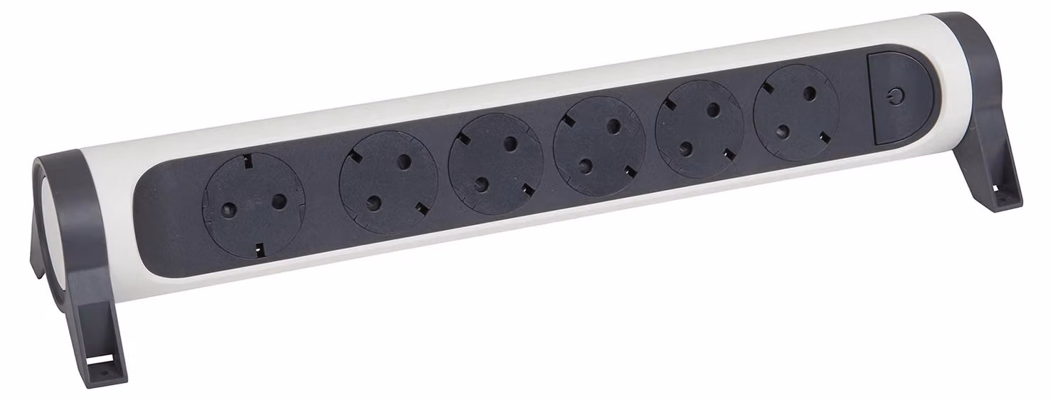 Legrand Multipresa girevole a 6 prese, senza cavo, bianco-nero 694547