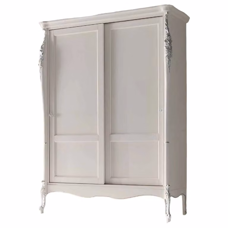 Armadio classico con 2 ante scorrevoli in legno bianco Mobili 2G L/P/H: 148 x 67 x 204 cm