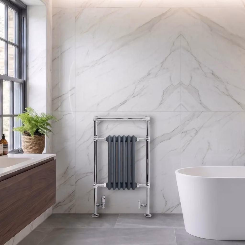 Scaldasalviette Radiatore Bagno Tradizionale Monster Group BV Grigio Cromato H: 95 cm, L: 57 cm – 2