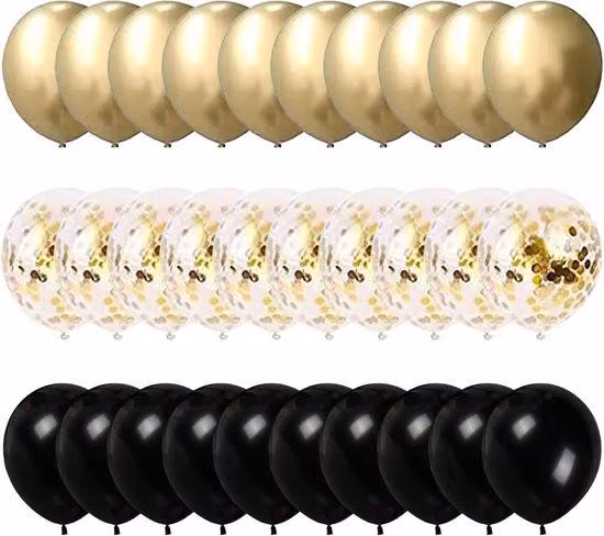 Palloncini nero-oro da 30 cm in lattice, decorazione, 60 pezzi