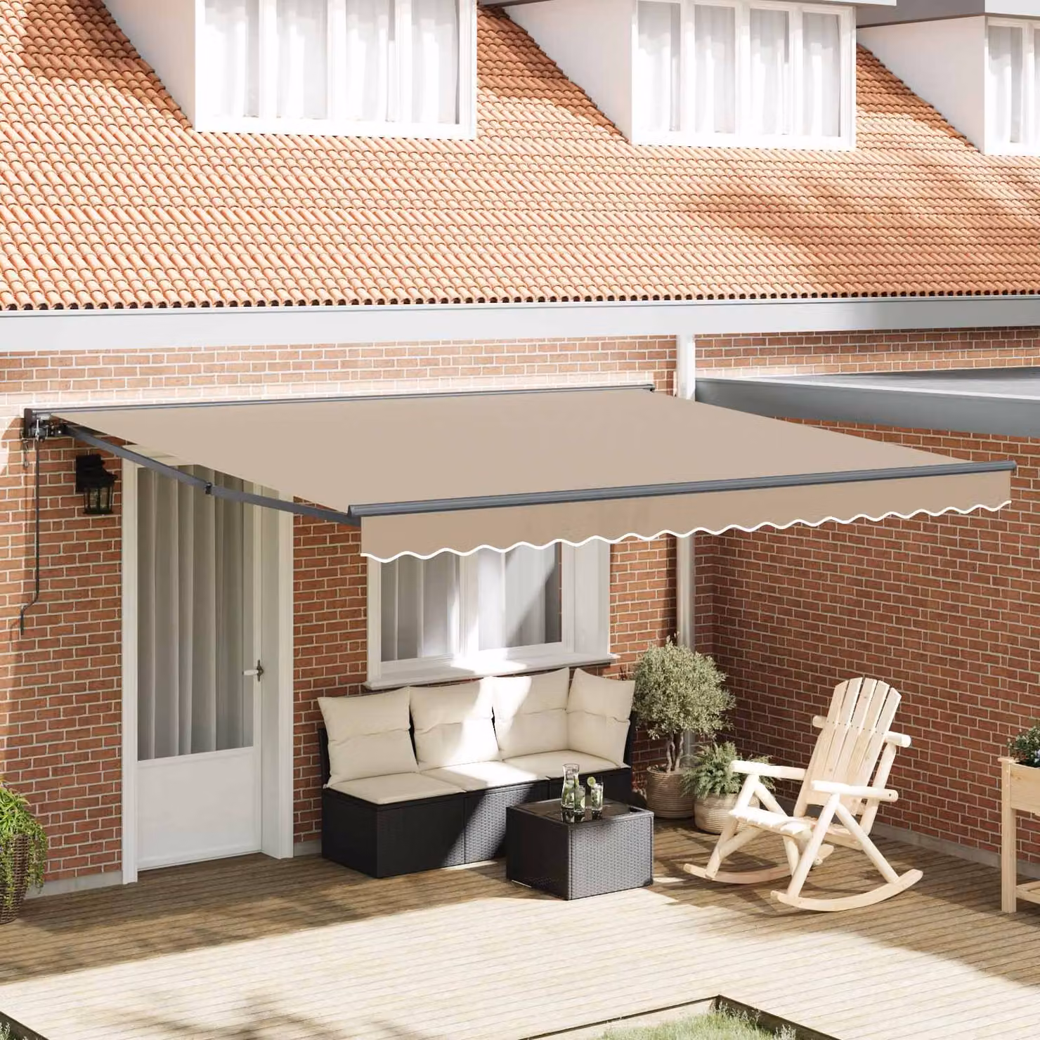 vidaXL Struttura per tenda a semi-cassette in alluminio e poliestere, Beige, L: 400 cm x P: 300 cm