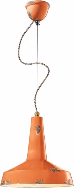 Lampadario Vintage Vague Vintage Ferro E Ceramica Arancio 1 Luce E27 35Cm