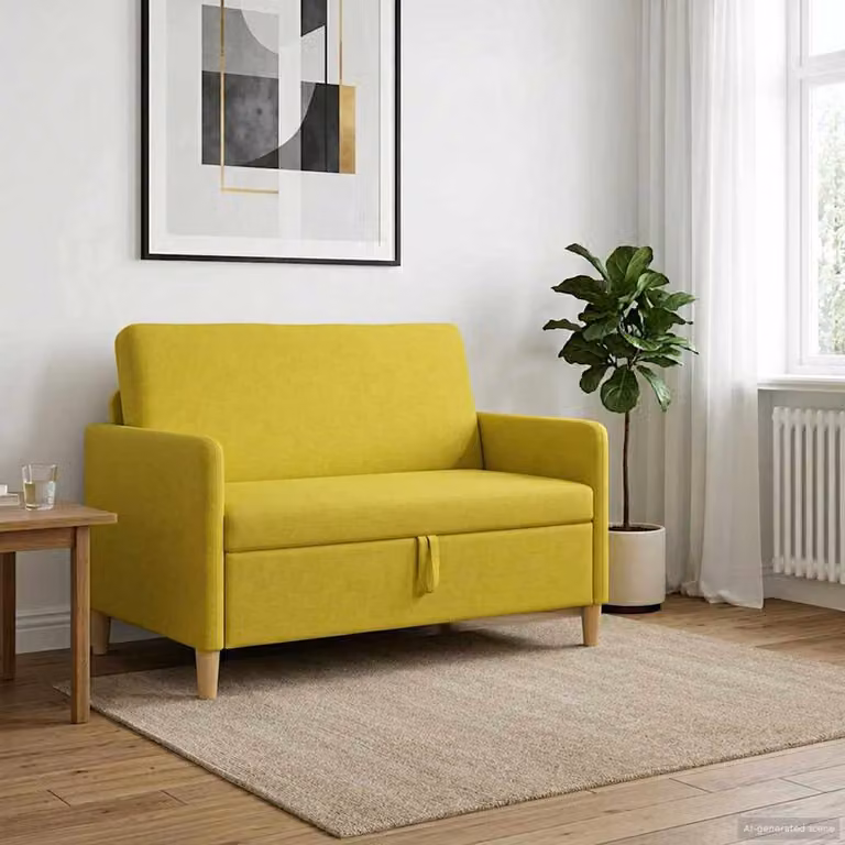 vidaXL Divano con contenitore con seduta sollevabile Giallo L: 122 cm, P: 78 cm, H: 87 cm