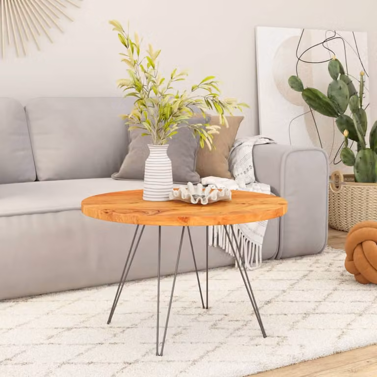 vidaXL Piano per Tavolo Ø50x2,5 cm Rotondo in Legno Massello di Acacia