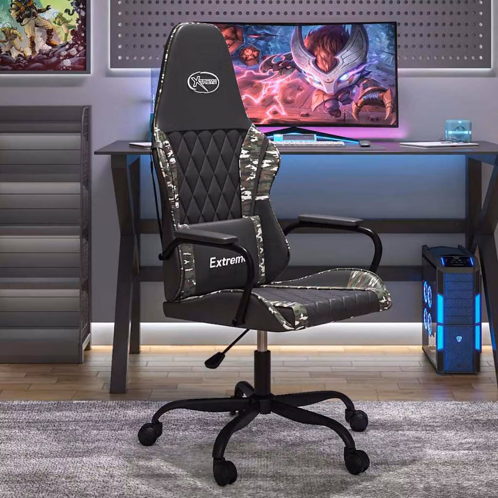 Sedia da Gaming vidaXL in Similpelle Multicolore Nero e Rosso con Poggiatesta e Ruote