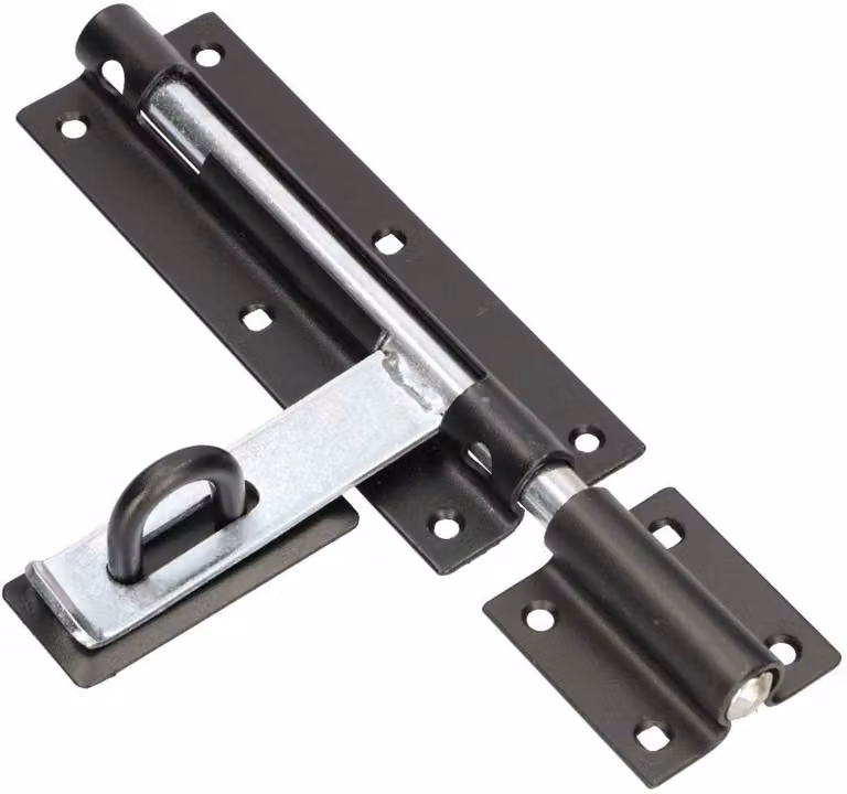 KOTARBAU® Catenaccio Catenaccio 260/16 mm Catenaccio a slitta Catenaccio per cancello superiore Catenaccio a slitta per porta zincata nero-argento Catenaccio per porta stabile