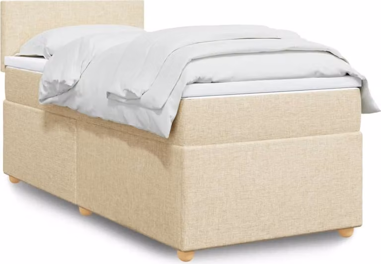 Maison Exclusive - Giroletto a Molle con Materasso Crema 100x200 cm in Tessuto