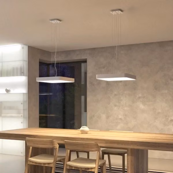 Lampadario a sospensione MENSA SQ 48 moderno in alluminio e plastica bianco con tecnologia LED 56W 3000K – 2