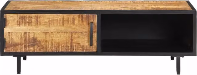 Tavolino da salotto rettangolare vidaXL in legno di mango e metallo marrone L/P/H: 105 x 50 x 35 cm – 1