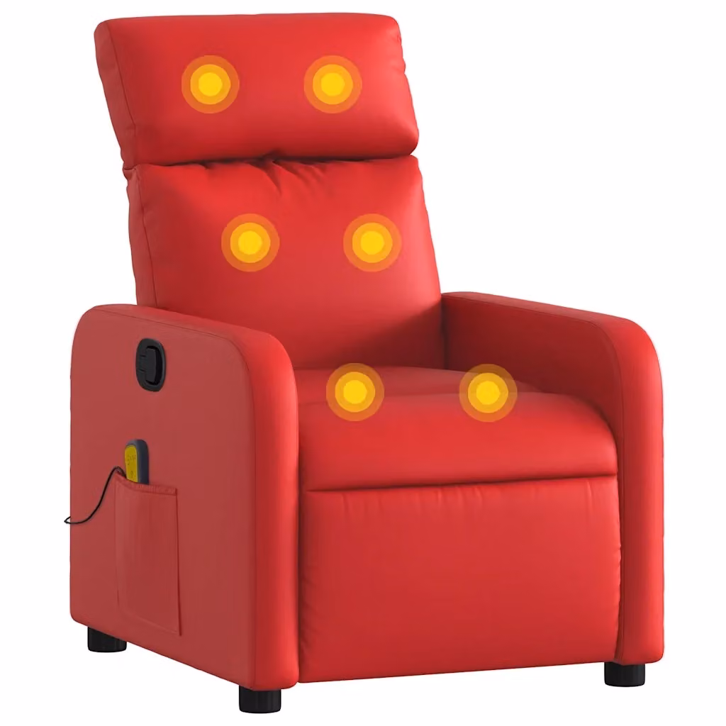 Poltrona Relax Reclinabile vidaXL in Similpelle Rossa con Braccioli e Regolazione Manuale, L: 89,5 cm, P: 66,0 cm, H: 95,5 cm – 2